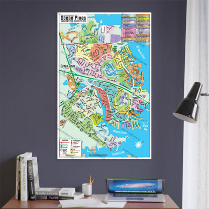 Ocean Pines Map, Worcester County, MD - POSTER PRINTS