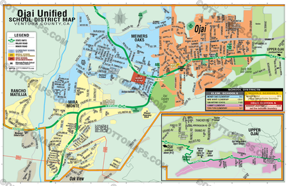Ojai Unified School District Map, Ventura County, CA - POSTER PRINTS