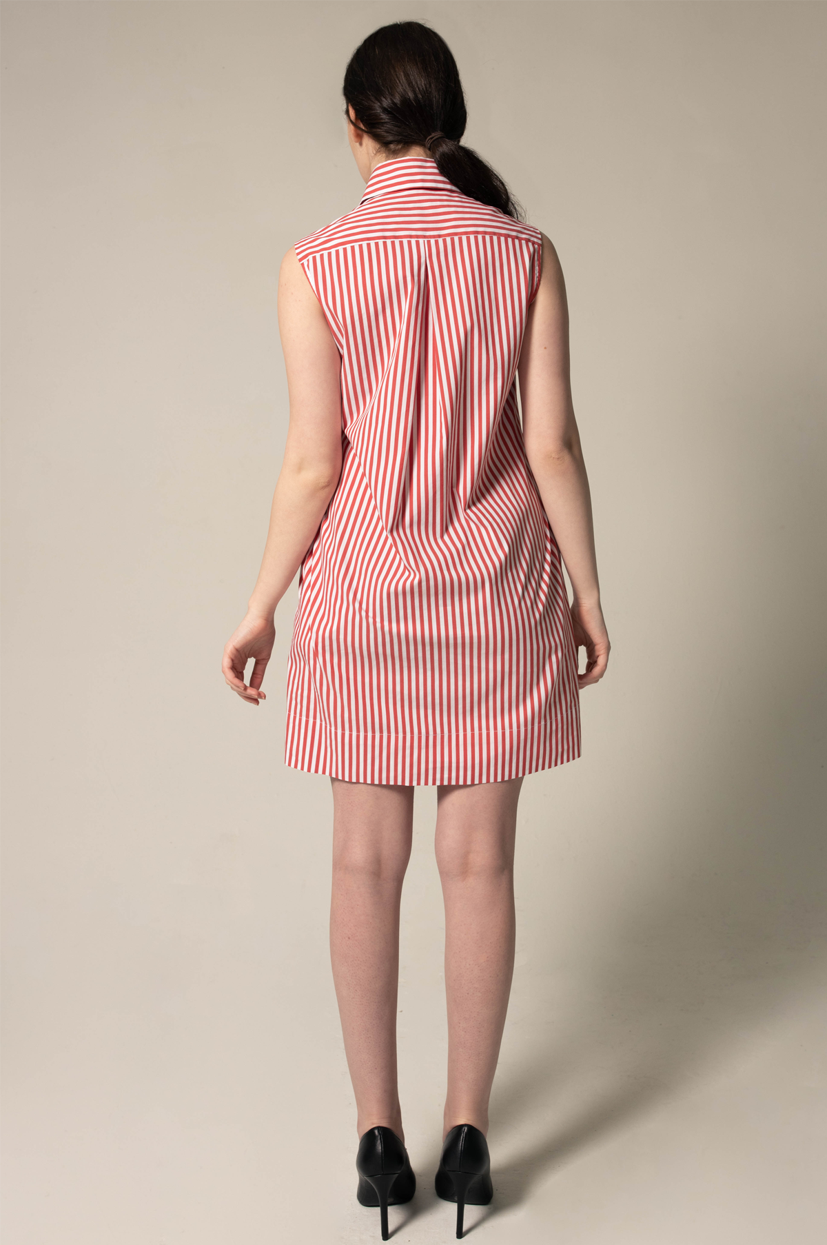 Italian Cotton Red Stripe Sleeveless Dress – Elegant Summer Dress - Lolomo!