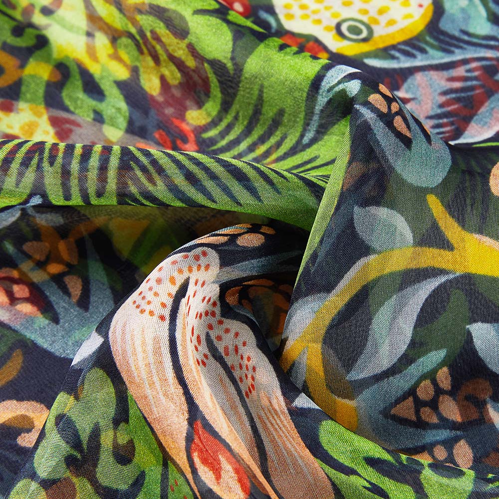 William Morris Strawberry Thief Blue - 100% Pure Silk Scarf