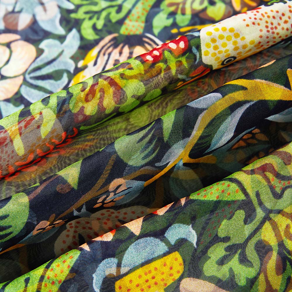 William Morris Strawberry Thief Blue - 100% Pure Silk Scarf