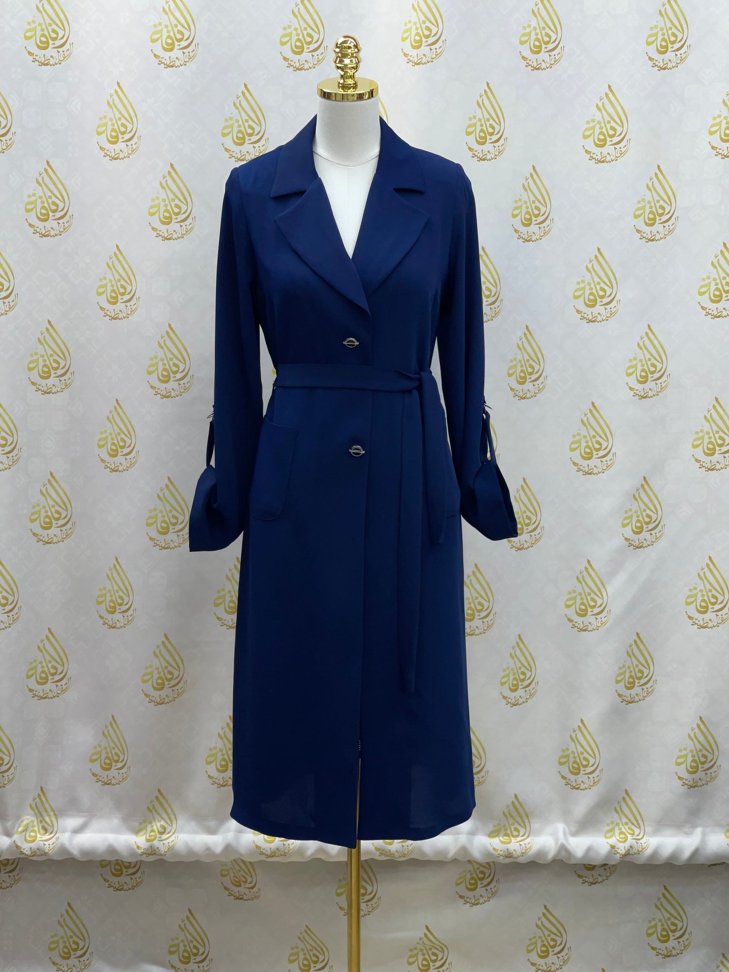 Sophisticated Elegance: Long Modest Light Trench Blazer