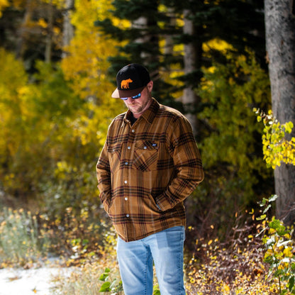 Juniper Insulated Flannel Shacket- Dijon/Maroon