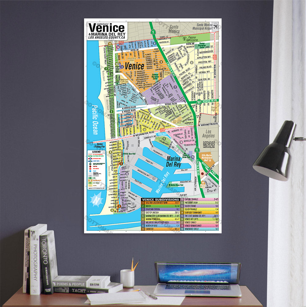 Venice Map, Los Angeles, CA - POSTER PRINTS
