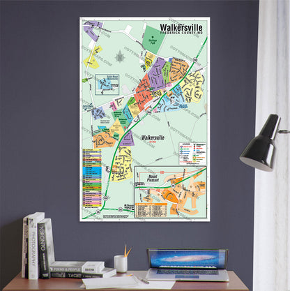 Walkersville Map, Frederick County, MD - POSTER PRINTS