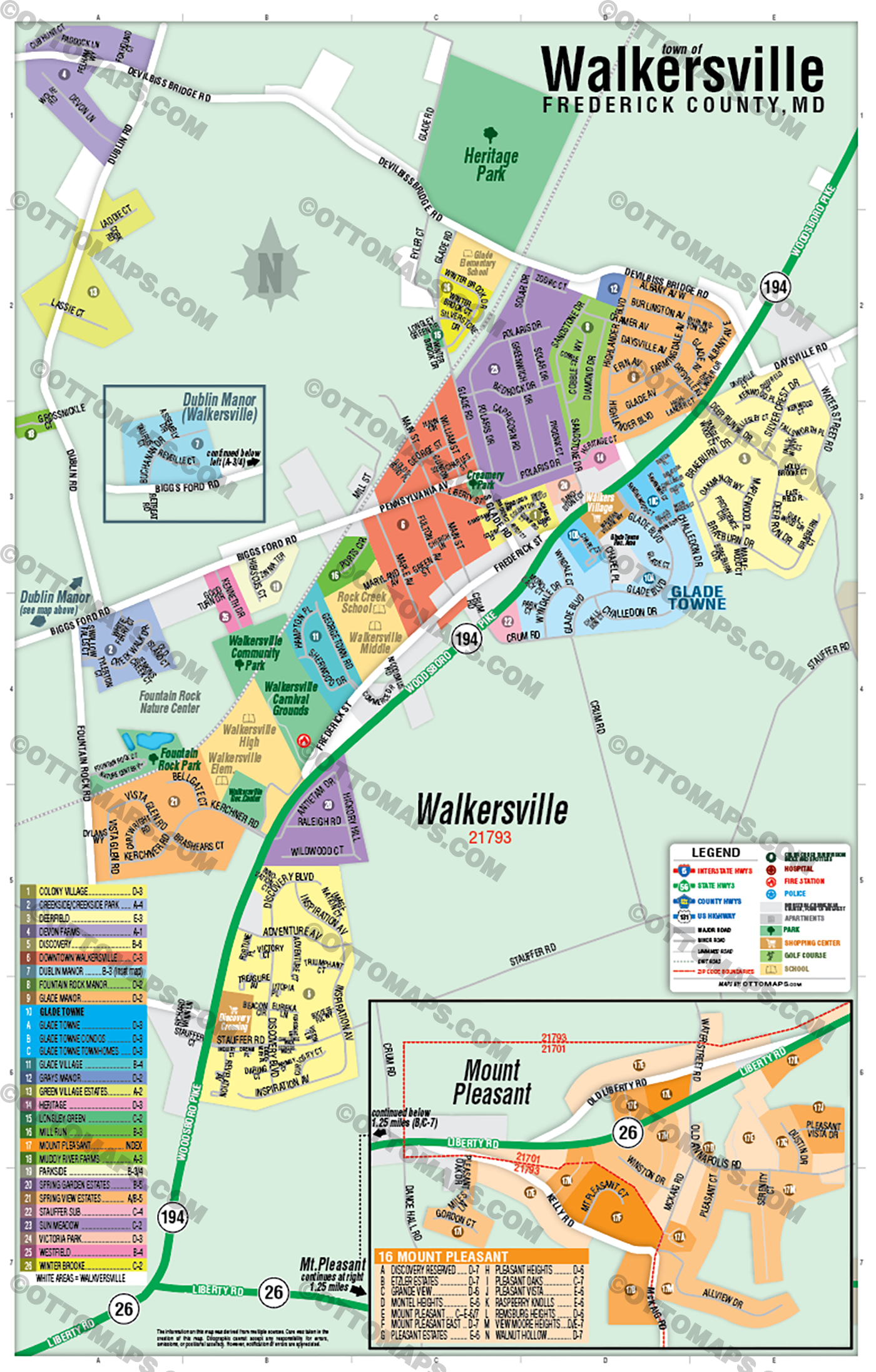 Walkersville Map, Frederick County, MD - POSTER PRINTS - Lolomo!