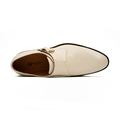 White Leather Monk Strap Shoes with Chunky Soles