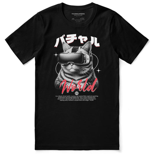 Camiseta de gato del mundo virtual