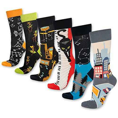 Fun Crew Socks for Men and Women – Colorful Cotton Novelty 6-Pack