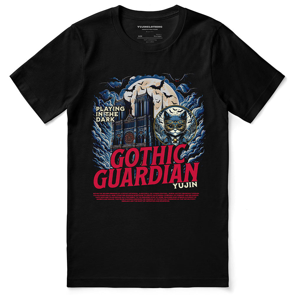 Camiseta de gato guardián gótico