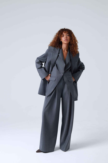 Broadway 3-piece Sophia Tailored Virgin Wool Suit in Mid Grey