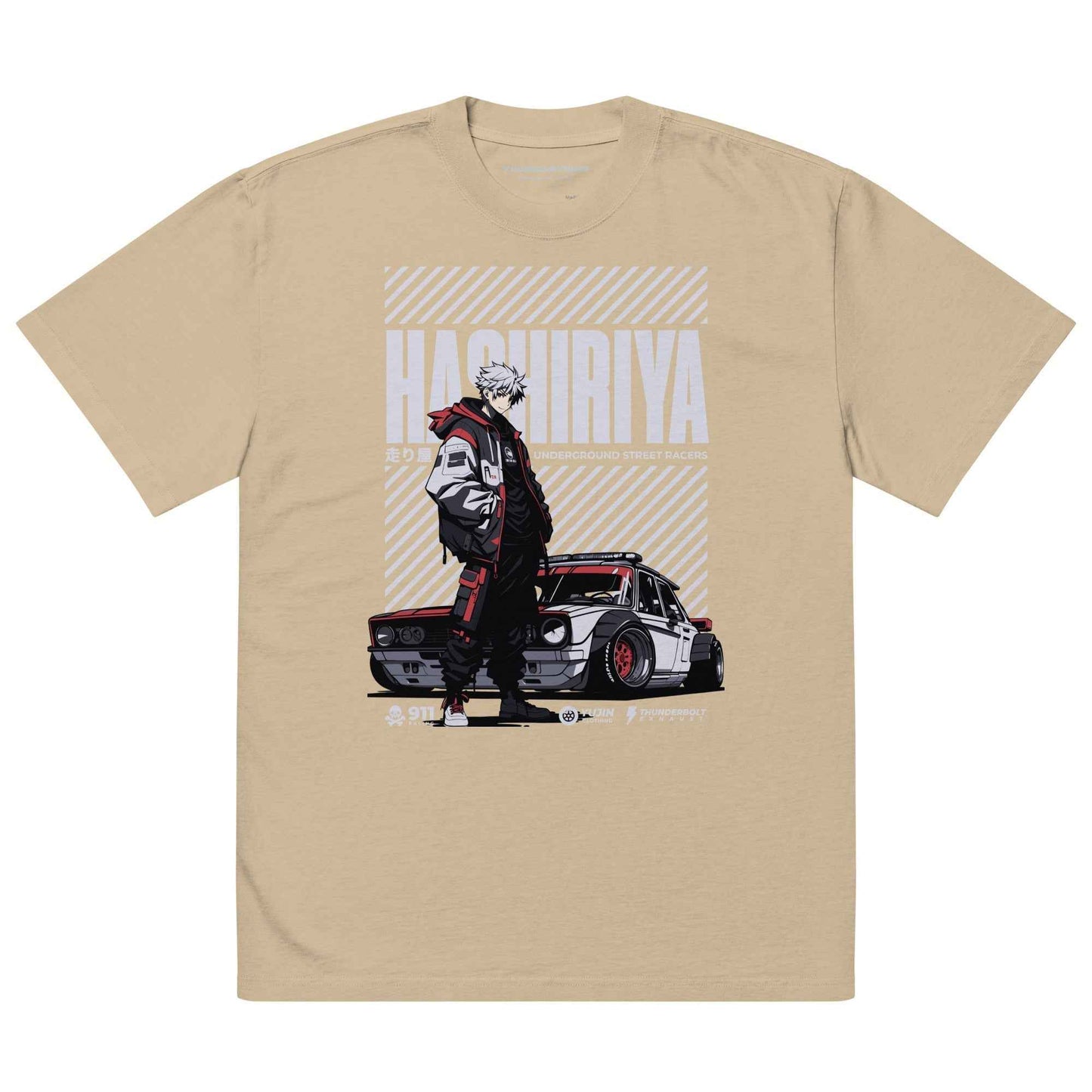 Hashiriya Oversized Faded Car T-Shirt