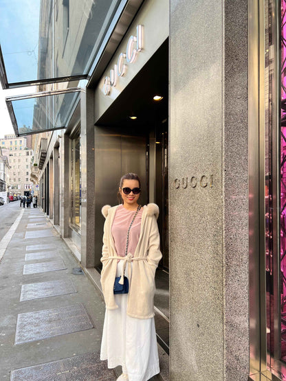 Cashmere Wrap Cardigan with Fox Fur – Cashmere Cardigan, Fur Trim