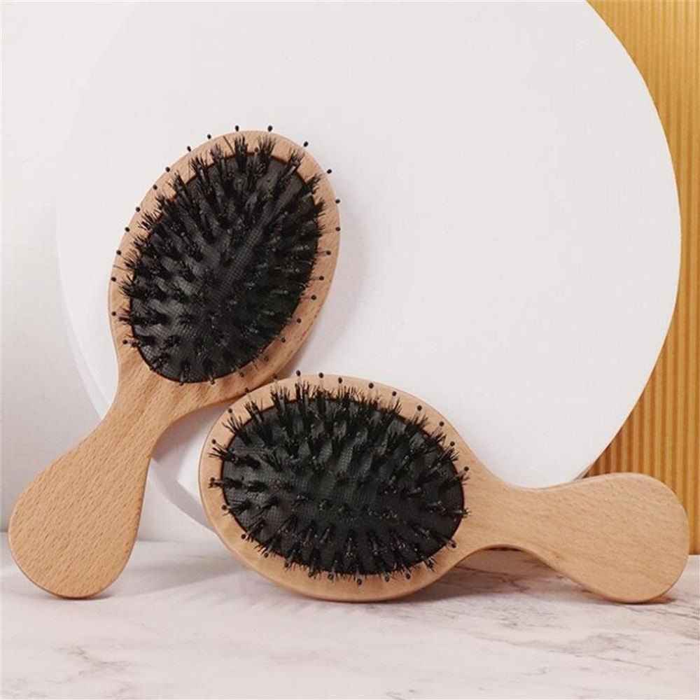 Mini Detangle Bamboo Travel Hairbrush – Compact & Gentle on Hair