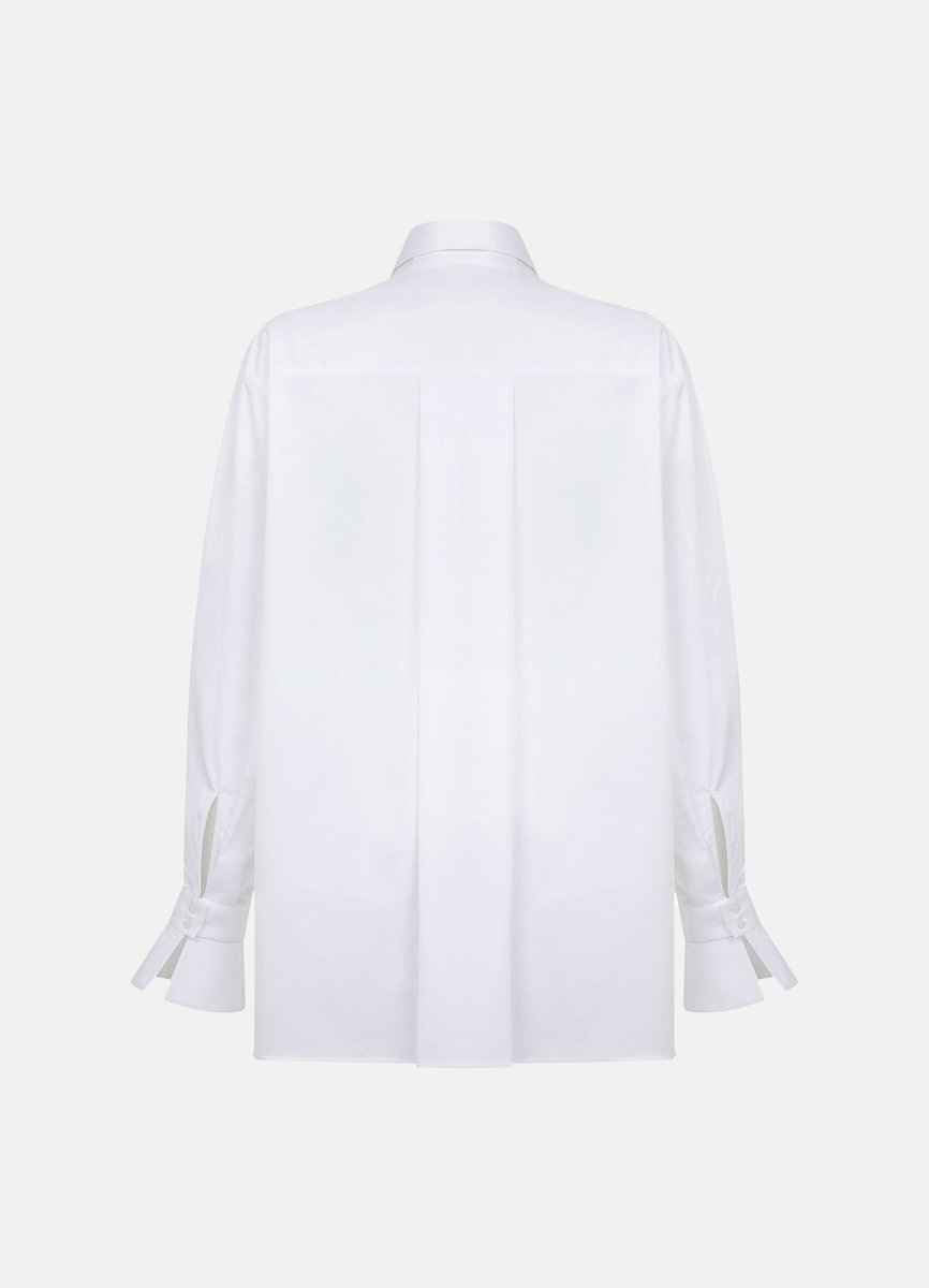 Quinta Tie Detail White Organic Cotton Shirt
