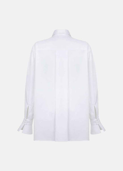 Quinta Tie Detail White Organic Cotton Shirt