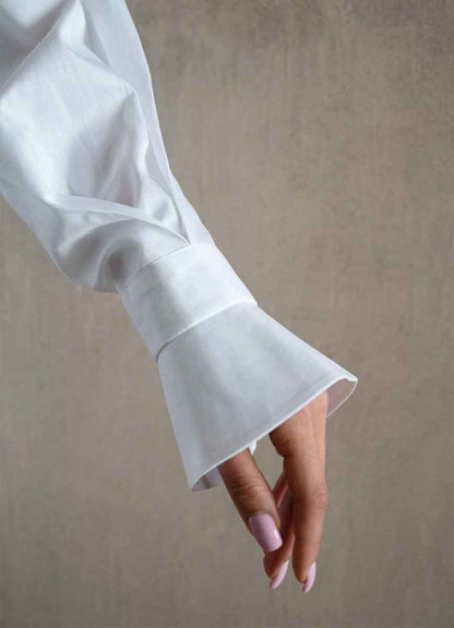 Quinta Tie Detail White Organic Cotton Shirt