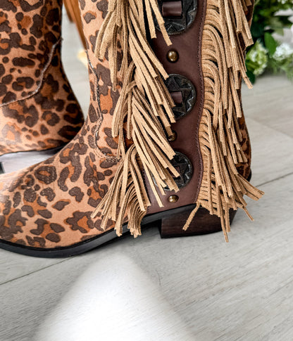 Rodeo Doll Fringe Boots in Leopard