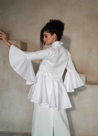 Sesta Italian Design White Gabardine Shirt