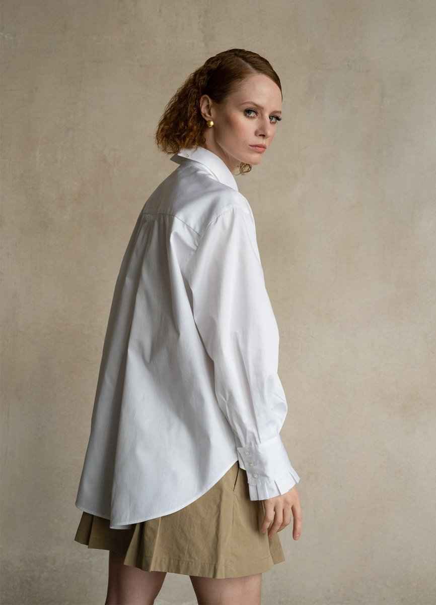 Settima Ruffled White Organic Cotton Shirt