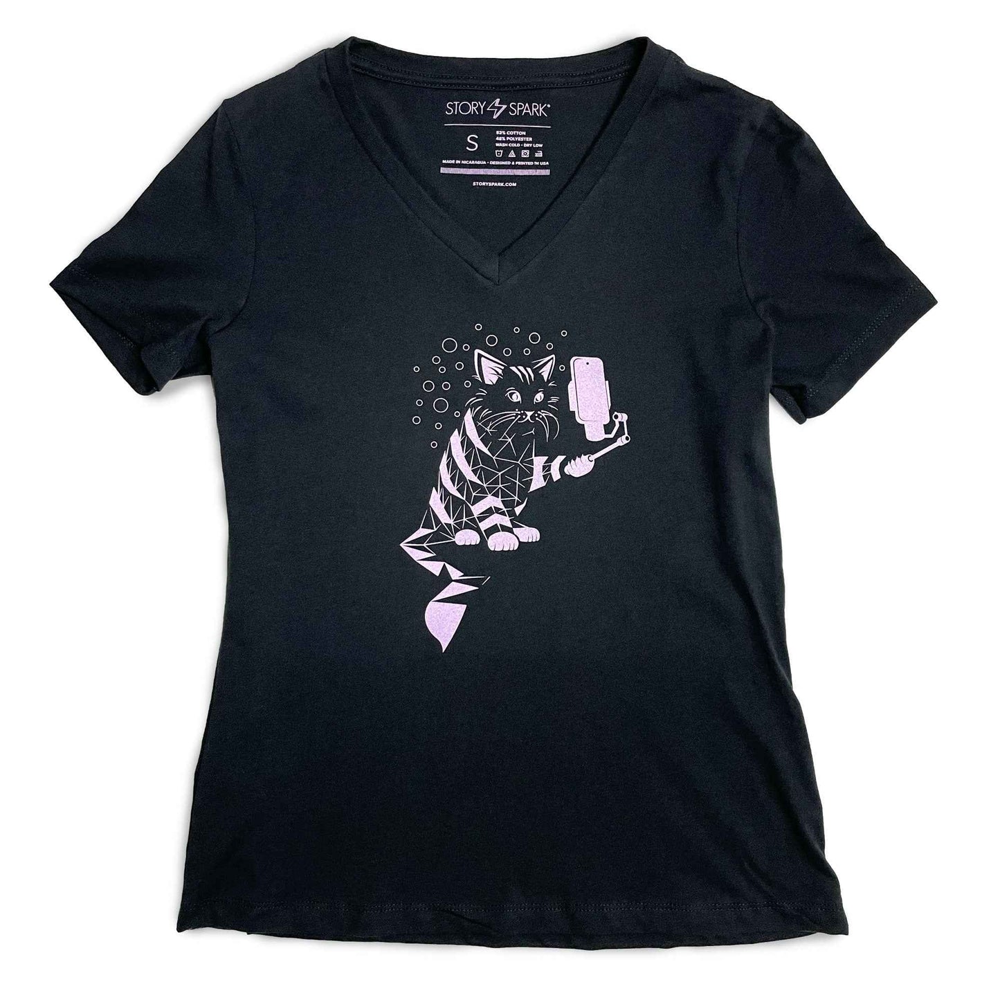 Snap Cat Womens V-neck T-shirt