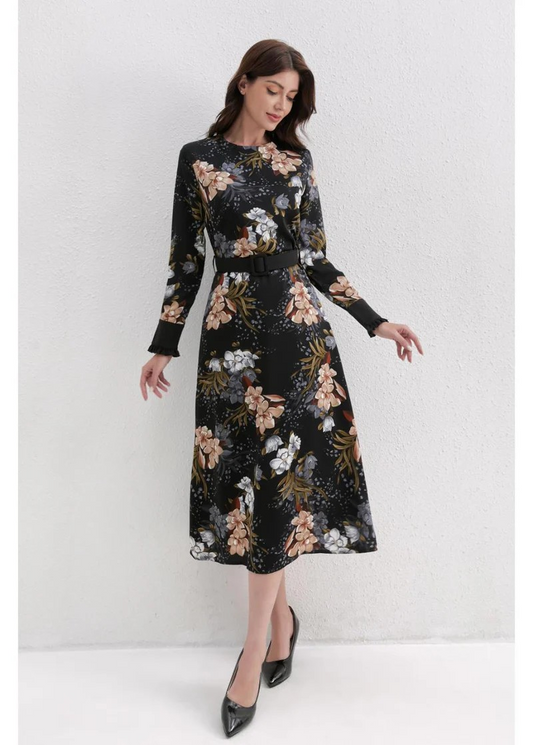 Autumn Bloom Midi Dress